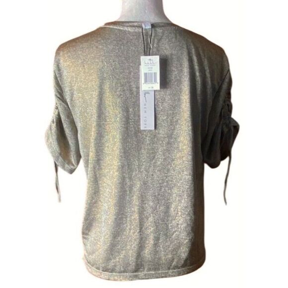 Nicole Miller Womens Metallic Gold Top Medium NWT - Picture 3 of 4